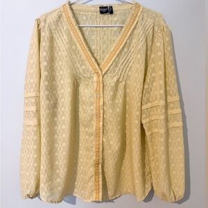 Cruel Denim Yellow Button Down Blouse sz XXL
